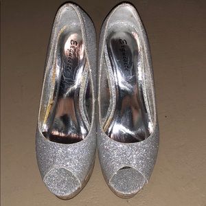 High Sparkle Open Toe Wedge